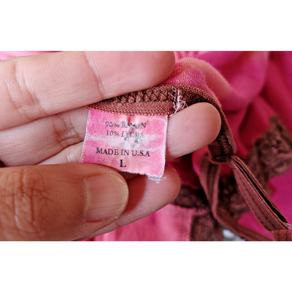 Slip Sleeveless Pink Bohemian Tie Dye Size Large Made in USA - Picture 3 of 5